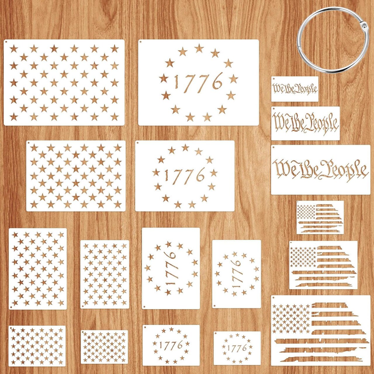 American Flag 50 Star Stencils - 13 Stars 1776 Templates (4 Styles)